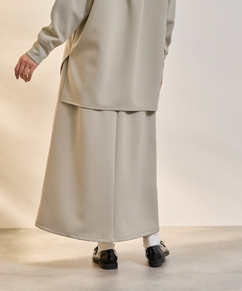 ketty(ケティ)の「ダンボールニットスキッパートップ×スカート2ピース≪洗濯機で洗える≫(ワンピース・レディース・アイボリー/ベージュ/ダークグレー・M)」の12枚目の写真