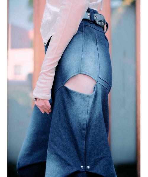 CREO STORE(クレオストア)の「【TAJEN:T】TUCK DESIGN DENIM PANTS/ タックデザインデニムパンツ(デニムパンツ・レディース・ブルー/チャコールグレー・2/1)」の8枚目の写真