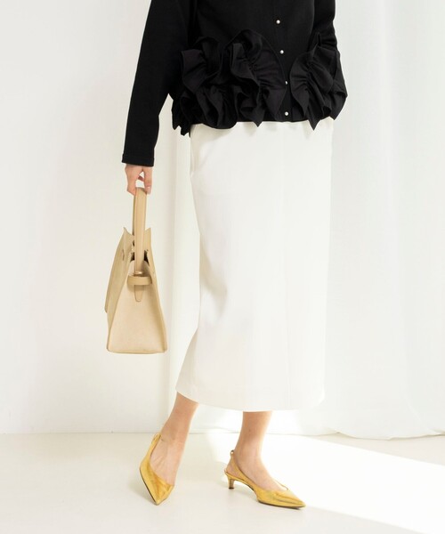 NOLLEY’S（ノーリーズ）の「ウォッシャブルニットジョーゼットタイトスカート（スカート・レディース・ブラック/チャコールグレー/オフホワイト・38/36/34）」の2枚目の写真