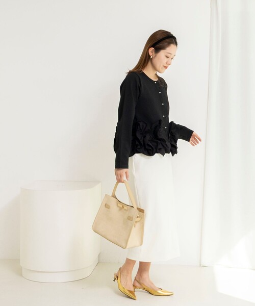 NOLLEY’S（ノーリーズ）の「ウォッシャブルニットジョーゼットタイトスカート（スカート・レディース・ブラック/チャコールグレー/オフホワイト・38/36/34）」の4枚目の写真