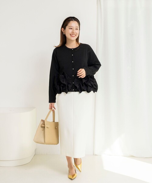 NOLLEY’S（ノーリーズ）の「ウォッシャブルニットジョーゼットタイトスカート（スカート・レディース・ブラック/チャコールグレー/オフホワイト・38/36/34）」の7枚目の写真