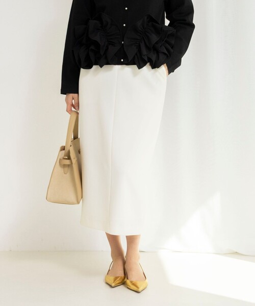 NOLLEY’S（ノーリーズ）の「ウォッシャブルニットジョーゼットタイトスカート（スカート・レディース・ブラック/チャコールグレー/オフホワイト・38/36/34）」の8枚目の写真