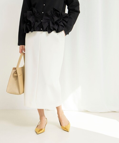 NOLLEY’S（ノーリーズ）の「ウォッシャブルニットジョーゼットタイトスカート（スカート・レディース・ブラック/チャコールグレー/オフホワイト・38/36/34）」の9枚目の写真