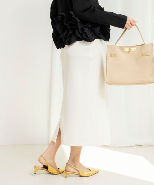 NOLLEY’S（ノーリーズ）の「ウォッシャブルニットジョーゼットタイトスカート（スカート・レディース・ブラック/チャコールグレー/オフホワイト・38/36/34）」の10枚目の写真