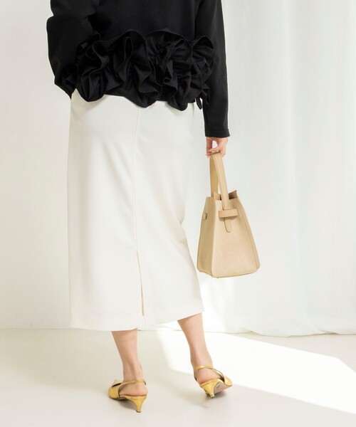 NOLLEY’S（ノーリーズ）の「ウォッシャブルニットジョーゼットタイトスカート（スカート・レディース・ブラック/チャコールグレー/オフホワイト・38/36/34）」の11枚目の写真