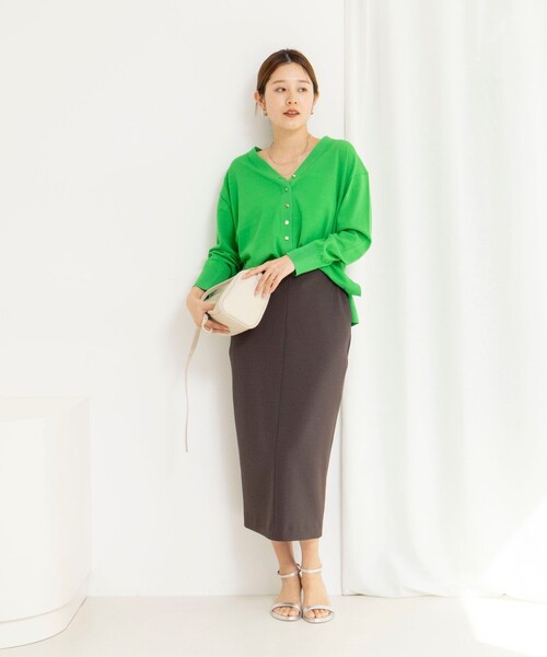 NOLLEY’S（ノーリーズ）の「ウォッシャブルニットジョーゼットタイトスカート（スカート・レディース・ブラック/チャコールグレー/オフホワイト・38/36/34）」の14枚目の写真