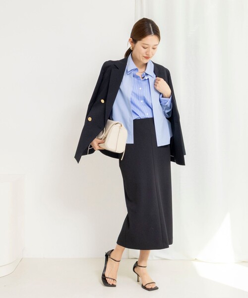 NOLLEY’S（ノーリーズ）の「ウォッシャブルニットジョーゼットタイトスカート（スカート・レディース・ブラック/チャコールグレー/オフホワイト・38/36/34）」の22枚目の写真