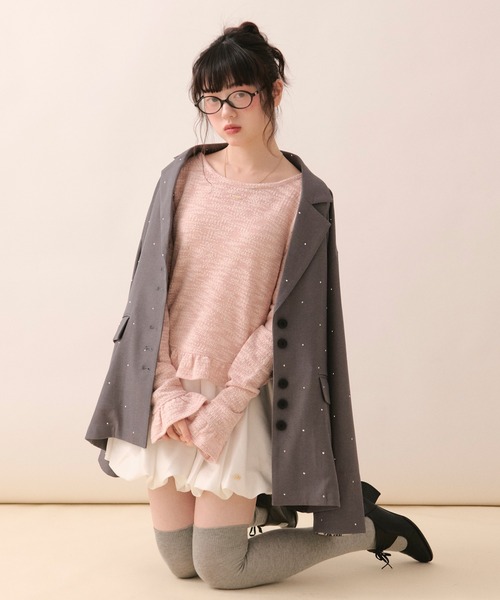 loin nuit（ロワンニュイ）の「nuance button lace jacket / ニュアンスボタンレースジャケット（テーラードジャケット・レディース・ピンク/サンドベージュ/グレー/ブルーグレー・FREE）」の22枚目の写真