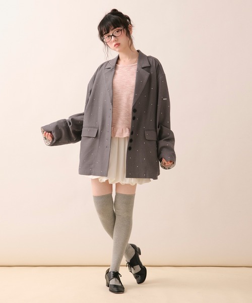 loin nuit（ロワンニュイ）の「nuance button lace jacket / ニュアンスボタンレースジャケット（テーラードジャケット・レディース・ピンク/サンドベージュ/グレー/ブルーグレー・FREE）」の21枚目の写真