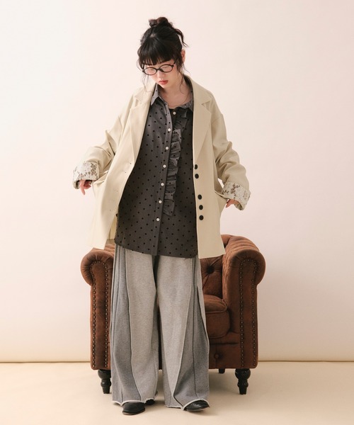 loin nuit ニュアンスボタンレースジャケット アイボリー loin nuit ジャケット テーラードジャケット nuance button lace