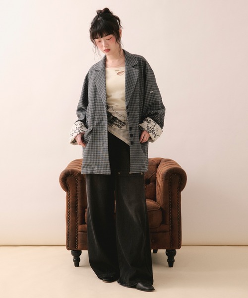 即日発送 入手困難 新品 loin nuit ニュアンスボタンレースジャケット 新品タグ付】loin nuit ニュアンスボタンレースジャケット グレー