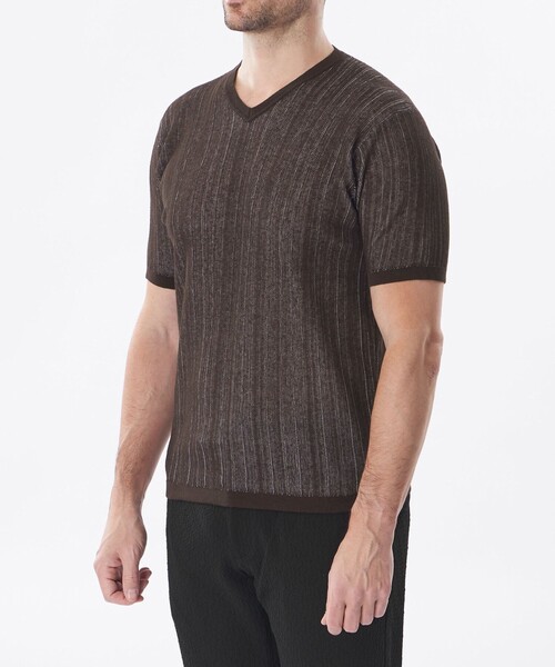 EPOCA UOMO(エポカウォモ)の「ストライプニットT(ニット/セーター・メンズ・ブラウン系その他7/ブラック・46/48)」の7枚目の写真