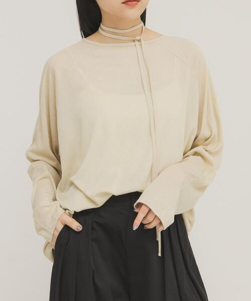 KBF（ケイビーエフ）の「ルーズシアートップス+ストラップ（Tシャツ/カットソー・レディース・ベージュ/オフホワイト/グレー系その他・ONE）」の13枚目の写真