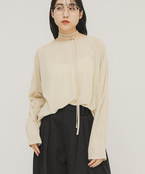 KBF（ケイビーエフ）の「ルーズシアートップス+ストラップ（Tシャツ/カットソー・レディース・ベージュ/オフホワイト/グレー系その他・ONE）」の14枚目の写真