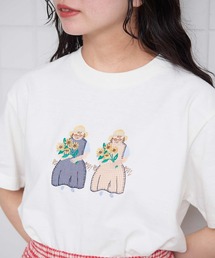 l'atelier du savon | ひまわりおばあちゃん アップリケ刺繍Tシャツ(Tシャツ/カットソー)