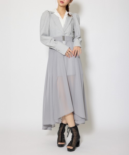 rienda（リエンダ）の「2WAYテーラーWカラーワンピース 春服（ワンピース・レディース・グレー/ブラック/ベージュ・SMALL/MEDIUM）」の3枚目の写真