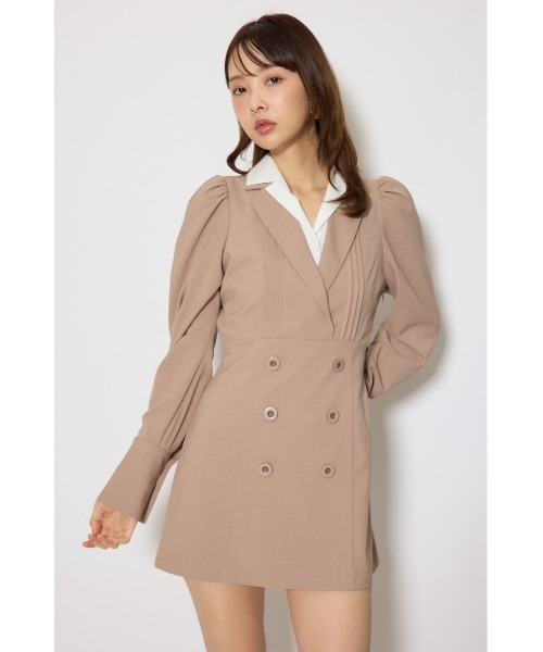 rienda（リエンダ）の「2WAYテーラーWカラーワンピース 春服（ワンピース・レディース・グレー/ブラック/ベージュ・SMALL/MEDIUM）」の10枚目の写真