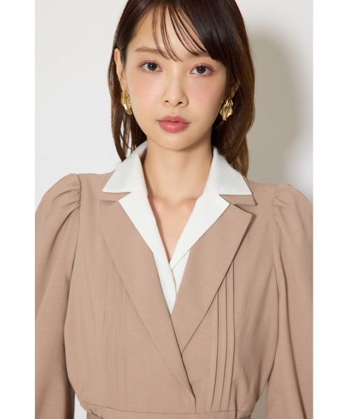 rienda（リエンダ）の「2WAYテーラーWカラーワンピース 春服（ワンピース・レディース・グレー/ブラック/ベージュ・SMALL/MEDIUM）」の15枚目の写真