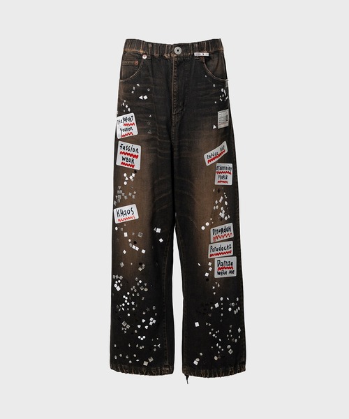Maison MIHARA YASUHIRO（メゾンミハラヤスヒロ）の「【MIHARAYASUHIRO/ミハラヤスヒロ】DENIM JEANS w STICKER（デニムパンツ・メンズ・ブラック/インディゴブルー・46）」の2枚目の写真
