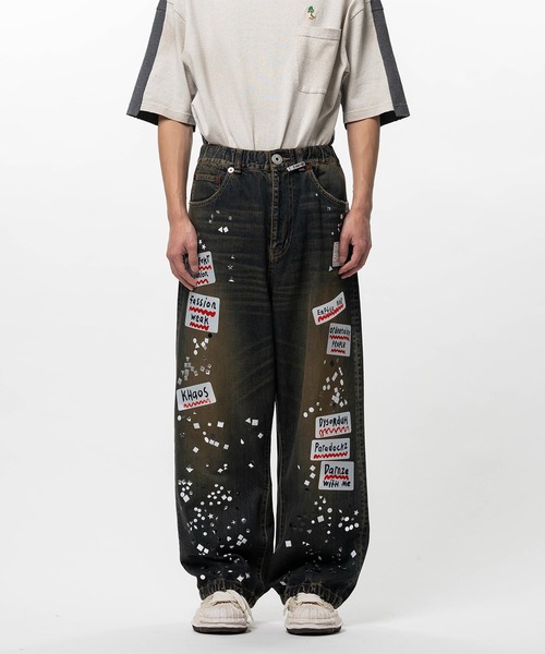 Maison MIHARA YASUHIRO（メゾンミハラヤスヒロ）の「【MIHARAYASUHIRO/ミハラヤスヒロ】DENIM JEANS w STICKER（デニムパンツ・メンズ・ブラック/インディゴブルー・46）」の6枚目の写真