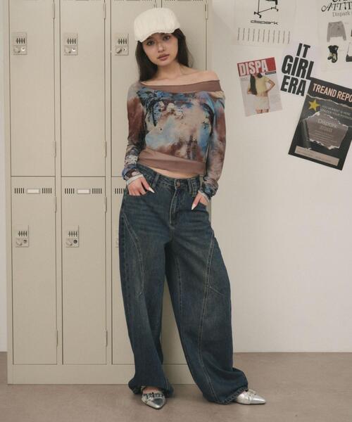 WEGO(ウィゴー)の「DISPARK/【26年春夏新作】ドッキングシアートップ(Tシャツ/カットソー・レディース・ブルー/ブラウン・FREE)」の4枚目の写真