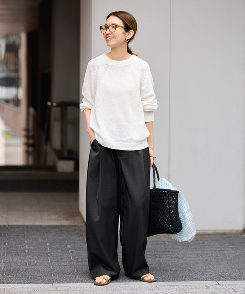 FRAMeWORK（フレームワーク）の「≪追加≫タックカーブバックゴムパンツ（スラックス・レディース・ブラック/ブラック系その他/ホワイト・38/36/34）」の7枚目の写真