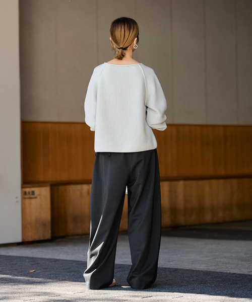 FRAMeWORK（フレームワーク）の「≪追加≫タックカーブバックゴムパンツ（スラックス・レディース・ブラック/ブラック系その他/ホワイト・38/36/34）」の13枚目の写真