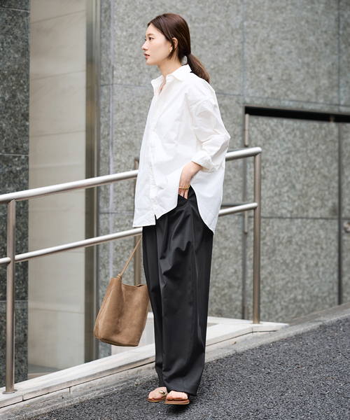 FRAMeWORK（フレームワーク）の「≪追加≫タックカーブバックゴムパンツ（スラックス・レディース・ブラック/ブラック系その他/ホワイト・38/36/34）」の18枚目の写真