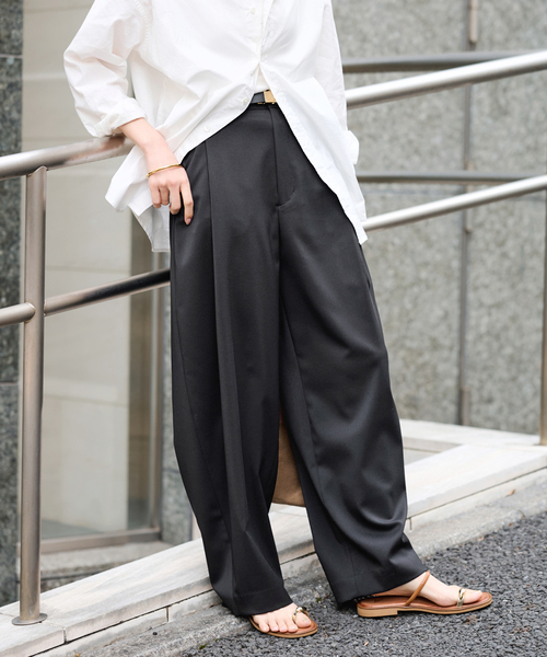 FRAMeWORK（フレームワーク）の「≪追加≫タックカーブバックゴムパンツ（スラックス・レディース・ブラック/ブラック系その他/ホワイト・38/36/34）」の19枚目の写真