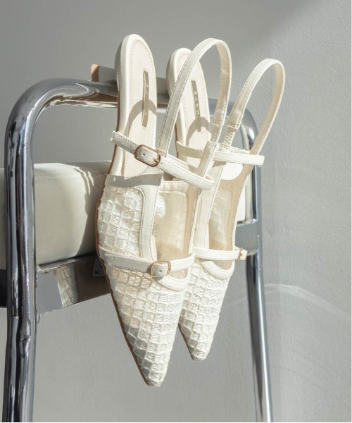 RANDA（ランダ）の「シアーチェックバックストラップパンプス（パンプス・レディース・ブラック/アイボリー・LL/L/M/S）」の5枚目の写真