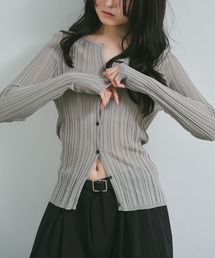 paradigm（パラダイム）の「【paradigm】コットンモダール針抜シアーリブカーデ（カーディガン/ボレロ）」