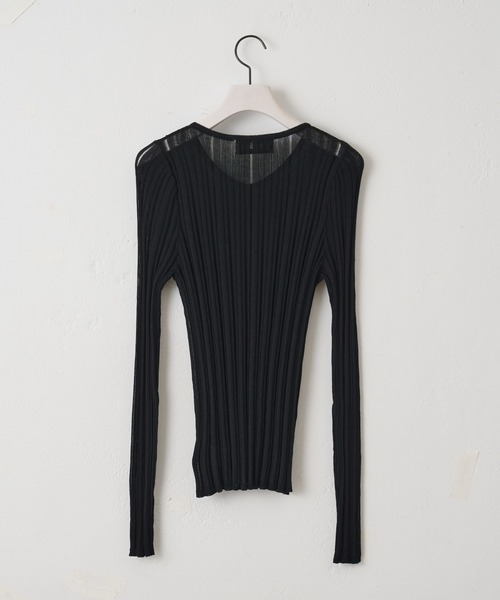 paradigm（パラダイム）の「【paradigm】コットンモダール針抜シアーリブカーデ（カーディガン/ボレロ・レディース・ブラック/ホワイト/ライトグレー/ピンク/チャコールグレー・SMALL/MEDIUM）」の6枚目の写真