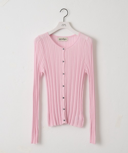paradigm（パラダイム）の「【paradigm】コットンモダール針抜シアーリブカーデ（カーディガン/ボレロ・レディース・ブラック/ホワイト/ライトグレー/ピンク/チャコールグレー・SMALL/MEDIUM）」の11枚目の写真