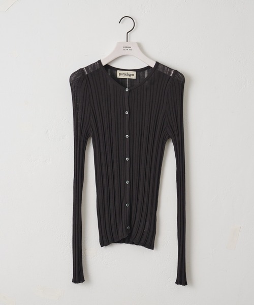 paradigm（パラダイム）の「【paradigm】コットンモダール針抜シアーリブカーデ（カーディガン/ボレロ・レディース・ブラック/ホワイト/ライトグレー/ピンク/チャコールグレー・SMALL/MEDIUM）」の12枚目の写真