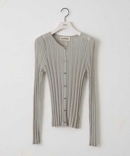 paradigm（パラダイム）の「【paradigm】コットンモダール針抜シアーリブカーデ（カーディガン/ボレロ・レディース・ブラック/ホワイト/ライトグレー/ピンク/チャコールグレー・SMALL/MEDIUM）」の10枚目の写真
