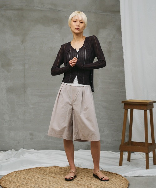 paradigm（パラダイム）の「【paradigm】コットンモダール針抜シアーリブカーデ（カーディガン/ボレロ・レディース・ブラック/ホワイト/ライトグレー/ピンク/チャコールグレー・SMALL/MEDIUM）」の14枚目の写真