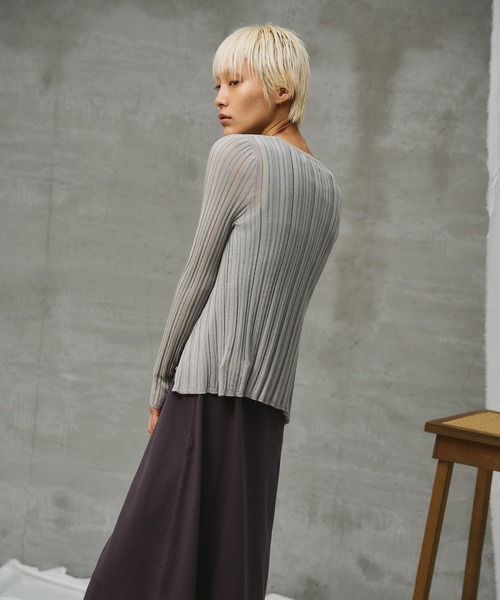 paradigm（パラダイム）の「【paradigm】コットンモダール針抜シアーリブカーデ（カーディガン/ボレロ・レディース・ブラック/ホワイト/ライトグレー/ピンク/チャコールグレー・SMALL/MEDIUM）」の9枚目の写真