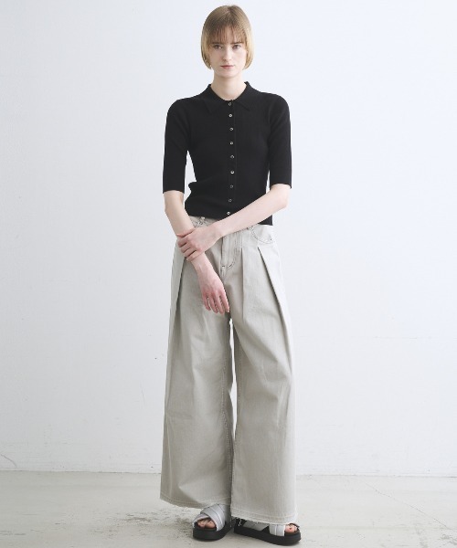 three dots(スリードッツ)の「サンディコットン ハーフスリーブポロ(ポロシャツ・レディース・ブラック/ピンク系その他/ベージュ/ブルー・S/M)」の12枚目の写真
