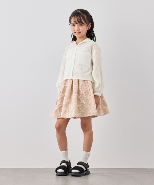 ROPE' PICNIC（ロペピクニック）の「【KIDS/キッズ】ナチュラルコットンフードシャツ/リンクコーデ（シャツ/ブラウス・キッズ・サックスブルー/ホワイト/ブラック・S/M/L）」の9枚目の写真