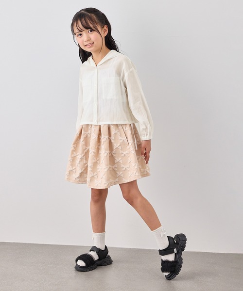 ROPE' PICNIC（ロペピクニック）の「【KIDS/キッズ】ナチュラルコットンフードシャツ/リンクコーデ（シャツ/ブラウス・キッズ・サックスブルー/ホワイト/ブラック・S/M/L）」の10枚目の写真