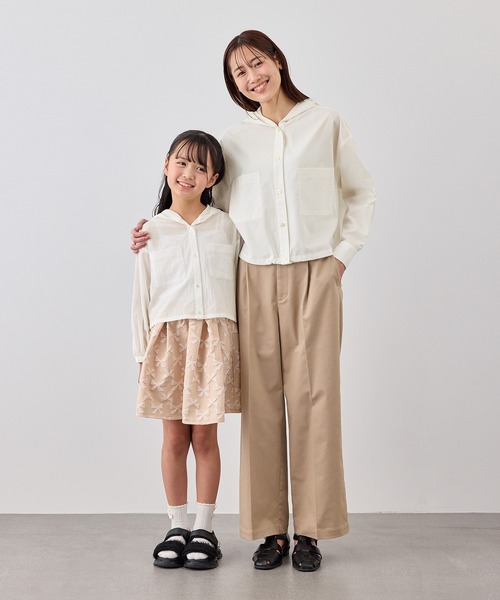 ROPE' PICNIC（ロペピクニック）の「【KIDS/キッズ】ナチュラルコットンフードシャツ/リンクコーデ（シャツ/ブラウス・キッズ・サックスブルー/ホワイト/ブラック・S/M/L）」の13枚目の写真