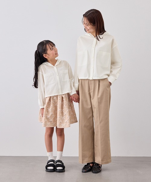 ROPE' PICNIC（ロペピクニック）の「【KIDS/キッズ】ナチュラルコットンフードシャツ/リンクコーデ（シャツ/ブラウス・キッズ・サックスブルー/ホワイト/ブラック・S/M/L）」の14枚目の写真