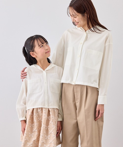 ROPE' PICNIC（ロペピクニック）の「【KIDS/キッズ】ナチュラルコットンフードシャツ/リンクコーデ（シャツ/ブラウス・キッズ・サックスブルー/ホワイト/ブラック・S/M/L）」の15枚目の写真