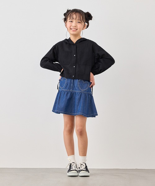 ROPE' PICNIC（ロペピクニック）の「【KIDS/キッズ】ナチュラルコットンフードシャツ/リンクコーデ（シャツ/ブラウス・キッズ・サックスブルー/ホワイト/ブラック・S/M/L）」の5枚目の写真