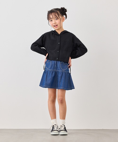 ROPE' PICNIC（ロペピクニック）の「【KIDS/キッズ】ナチュラルコットンフードシャツ/リンクコーデ（シャツ/ブラウス・キッズ・サックスブルー/ホワイト/ブラック・S/M/L）」の6枚目の写真