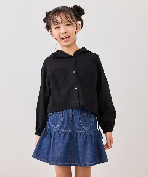 ROPE' PICNIC（ロペピクニック）の「【KIDS/キッズ】ナチュラルコットンフードシャツ/リンクコーデ（シャツ/ブラウス・キッズ・サックスブルー/ホワイト/ブラック・S/M/L）」の7枚目の写真