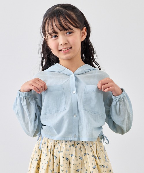 ROPE' PICNIC（ロペピクニック）の「【KIDS/キッズ】ナチュラルコットンフードシャツ/リンクコーデ（シャツ/ブラウス・キッズ・サックスブルー/ホワイト/ブラック・S/M/L）」の20枚目の写真