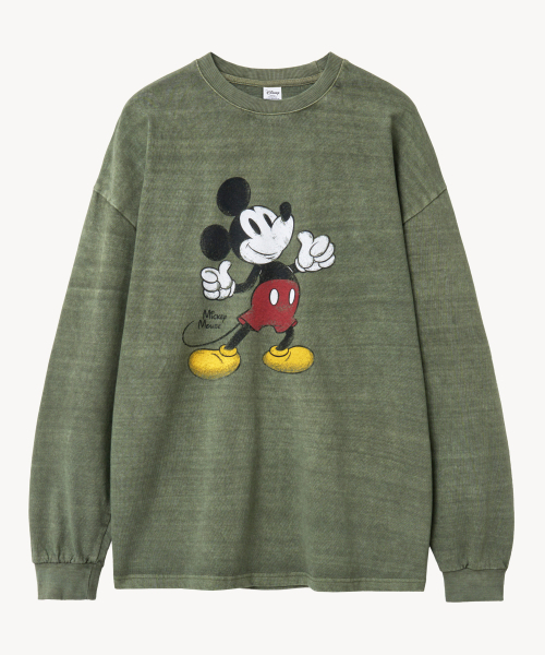 VTWO(ブイツー)の「ヴィンテージウォッシングナンバーワン_ミッキー_ロングスリーブTシャツ(カーキ)(Tシャツ/カットソー・レディース・その他・MEDIUM/LARGE)」の2枚目の写真