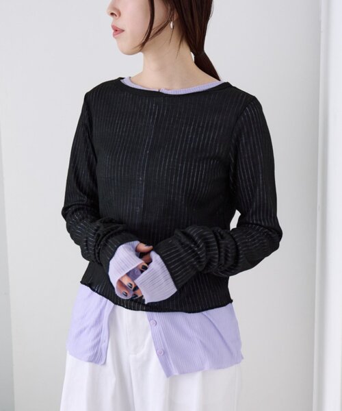 SHENERY（シーナリー）の「レイヤードPack Tee（Tシャツ/カットソー・レディース・グリーン/ピンク/グレー/パープル・FREE）」の3枚目の写真