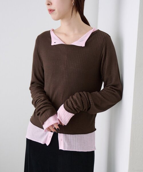 SHENERY（シーナリー）の「レイヤードPack Tee（Tシャツ/カットソー・レディース・グリーン/ピンク/グレー/パープル・FREE）」の4枚目の写真